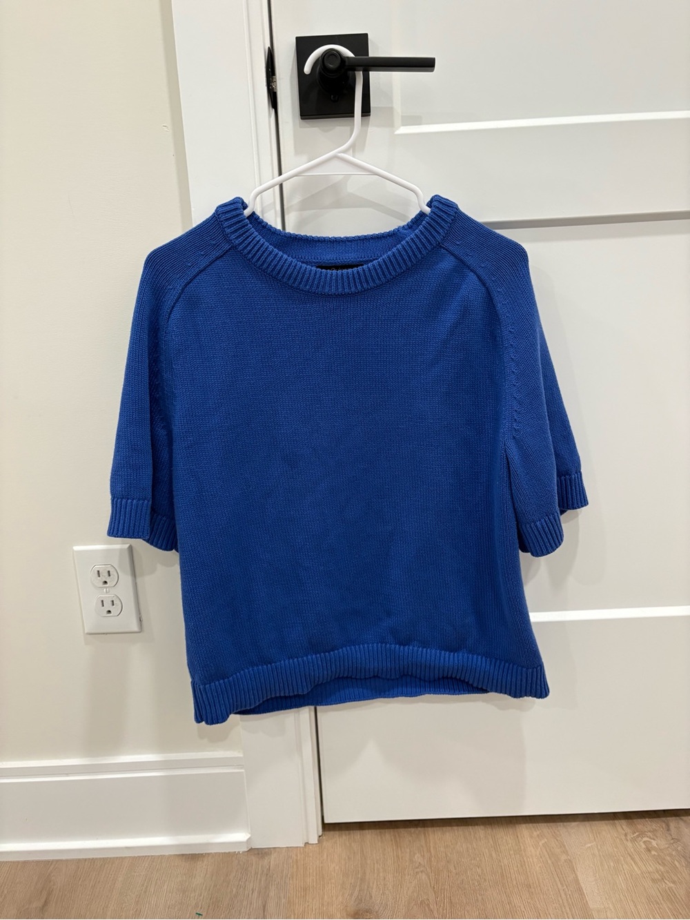 Quince 100% Cotton Sweater Tee in Sapphire Blue Size Medium - Picture 2 of 9